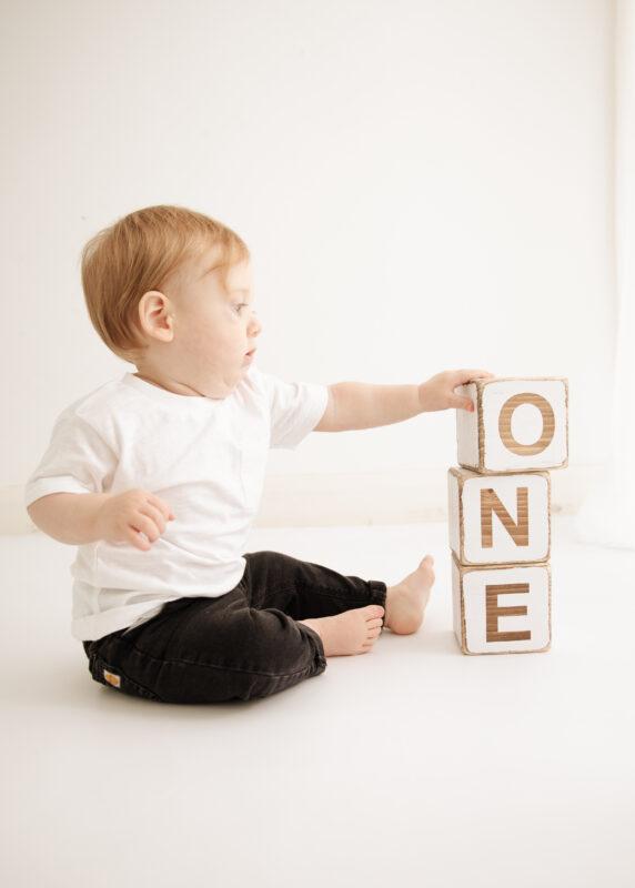 one year old at professional photshoot in SW London