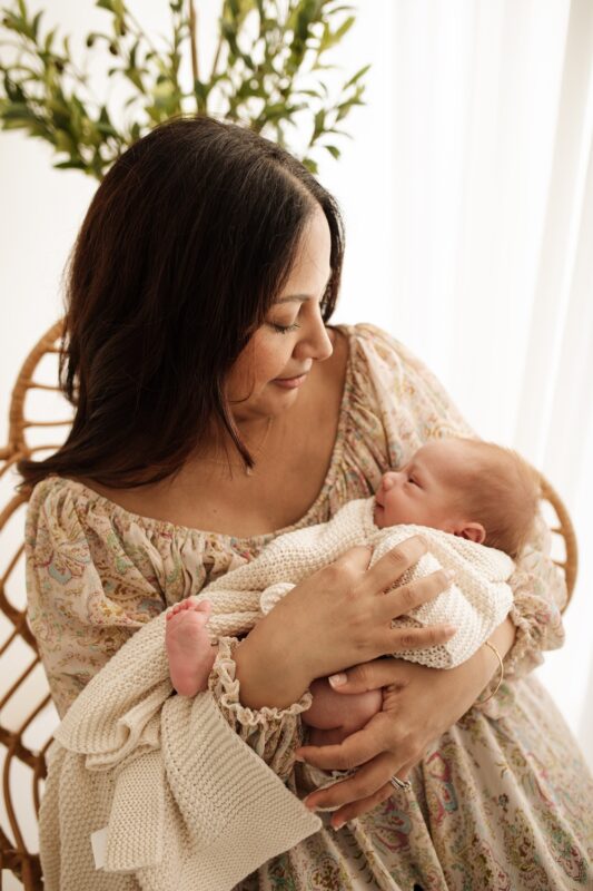 mother and baby at newborn photoshoot