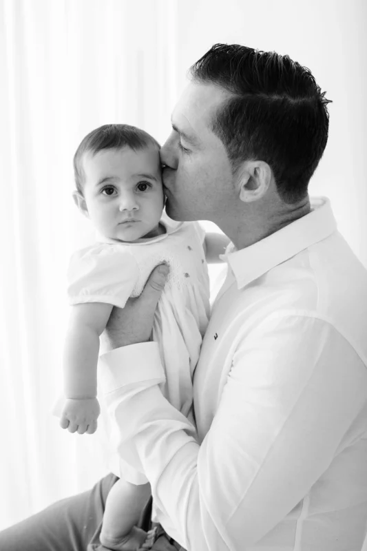 father and baby in London at photoshoot