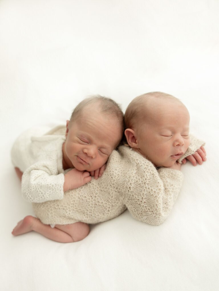 newborn twins at photoshoot in Wimbledon